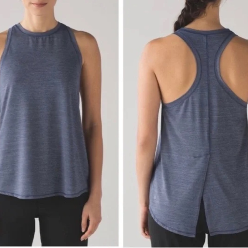 Lululemon Hot Like Agni Singlet Heathered Astro Blue